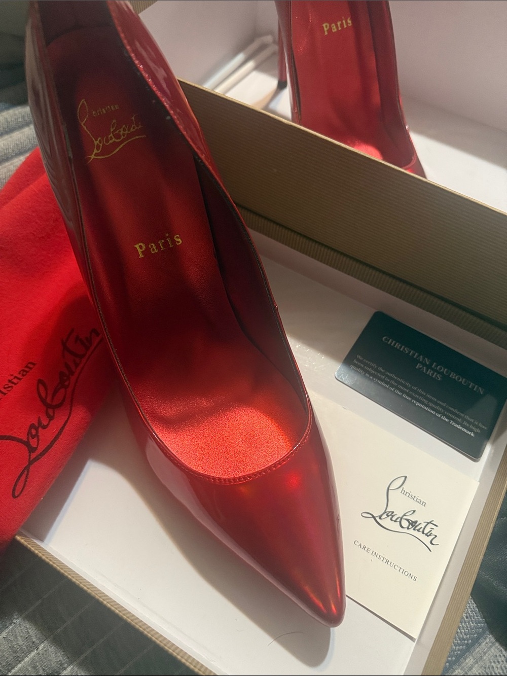 Christian Louboutin Red Patent Pointed-Toe Stiletto Pumps